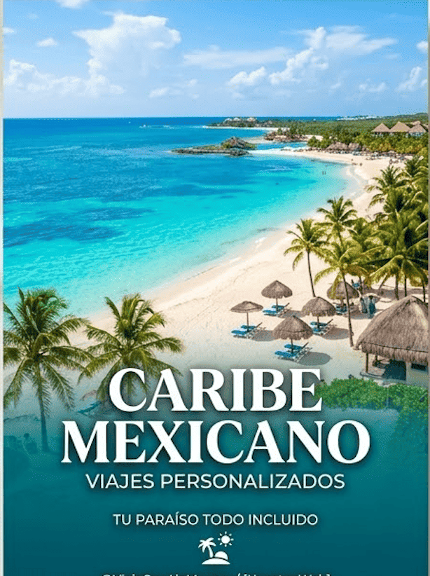 player de caribe mexicano con mar y palmeras