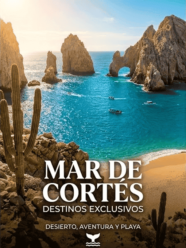 flayer del mar de cortes con el mar y el desierto